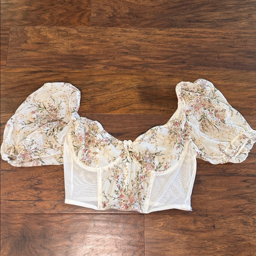 Floral Puff Sleeve Women's Top